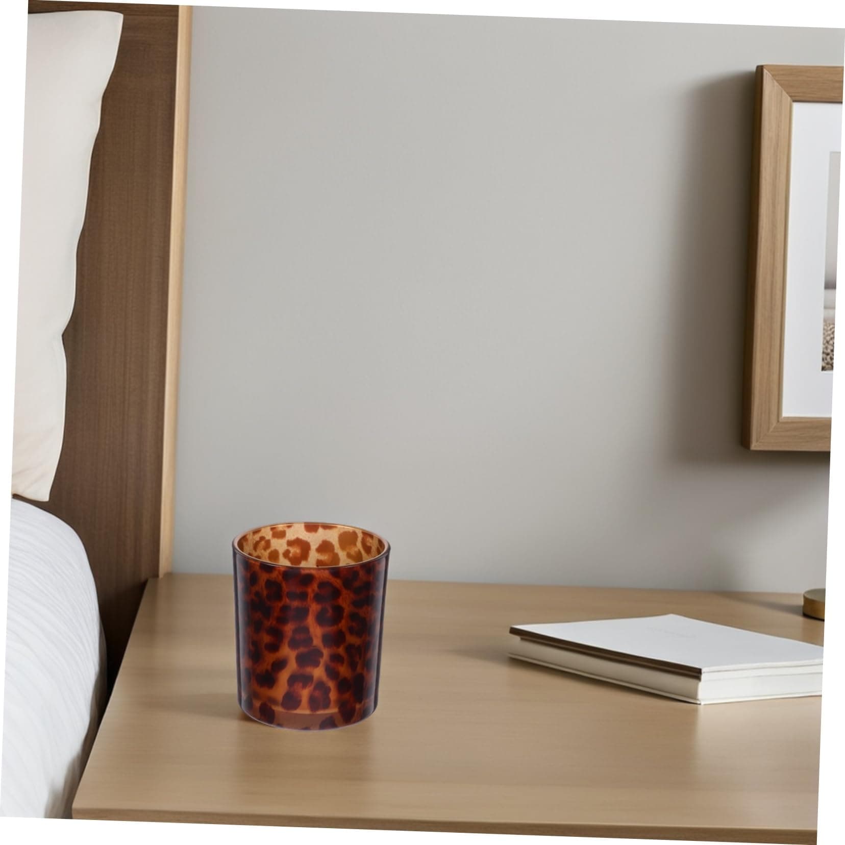 Alipis Leopard Print Glass Candle Holder 8x9cm Reusable Candle Cup Aromatherapy Decorative Home Accent thumbnail 5