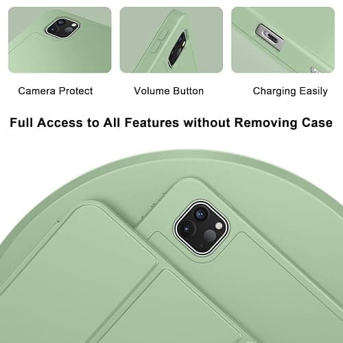 ZryXal iPad Pro 11 Inch Case (M5) 2025/ (M4) 2024 (Model: A2836/A2837/A3006), Trifold Stand Smart Cover with Pencil Holder and Soft TPU Back, Auto Wake/Sleep (Matcha Green) thumbnail 3