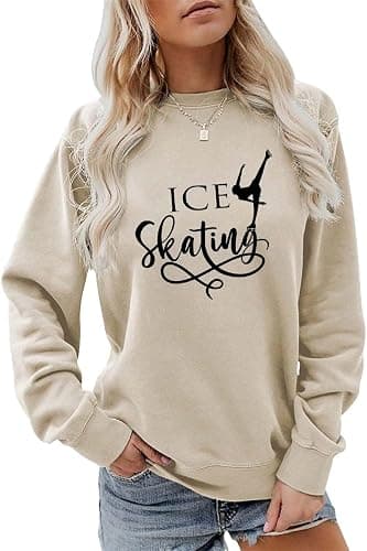 Hapwalyn Ice Skating Sweatshirt Love Figure Skating Sweater Women Funny Ice Skater Shirt for Skating Lover Crewneck Pullovers - Image 1
