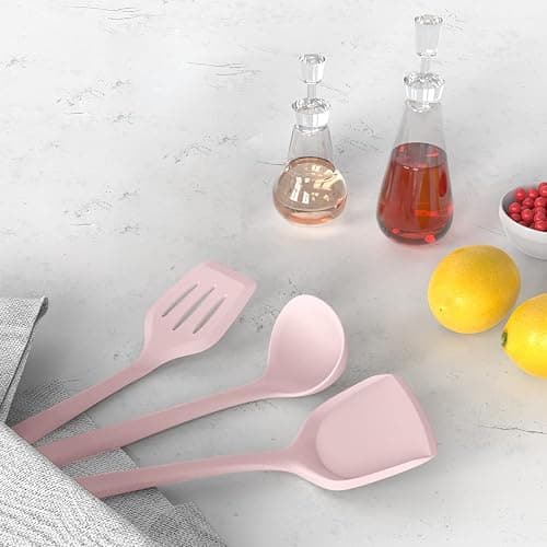 Silicone Cooking Utensils Set - 446°F Heat Resistant Kitchen Utensils,Turner Tongs,Spatula,Spoon,Brush,Whisk,Kitchen Utensil Gadgets Tools Set for Nonstick Cookware,Dishwasher Safe BPA Free(Pink) - Pink thumbnail 8
