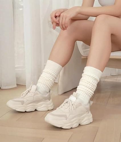 AugRing Womens Slouch Scrunch Socks Retro Knee High Soft Stack Chunky Cozy Boot Socks For Women Size 6-11 thumbnail 3