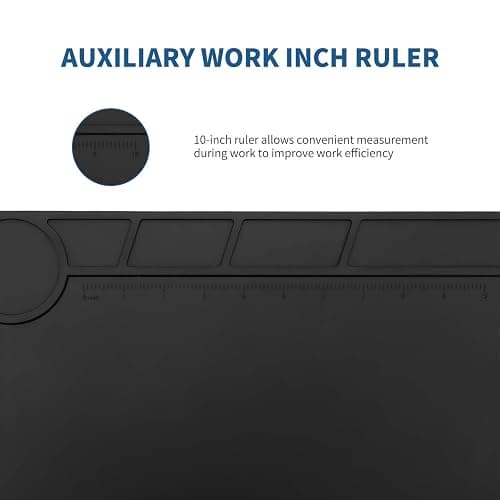 HTM-201 Black Silicone Repair Mat Heat Resistant Electronic Repair Mat for Soldering, Electronics, Computer Repair Etc thumbnail 6