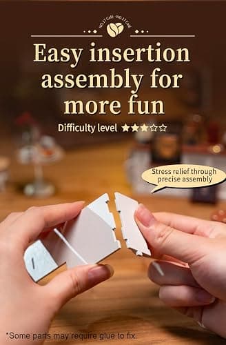 Rowood Coffee Miniature House Kit, DIY Miniature Dollhouse Kits Gifts for Adults to Build, Mayberry Street Miniatures, Wooden Adults Crafts, Mini Model Kits with LED, Birthday for Adult(NO.17 Cafe) thumbnail 6