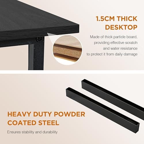 PayLessHere | 32 Inch Computer Desk | Black | Office Desk with Metal Frame, Adjustable Feet | Water-Resistant, Scratchproof Surface | Sturdy Writing Table for Home Office or Study | Pack of 1 thumbnail 7