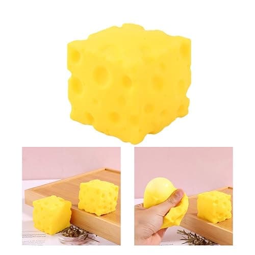 Cheese Stress Relief Soft Novelty Toy, Squishy Squeeze Cheese Block, Unbreakable Cheese Figurine Simulation Cheeses Food Squeeze Toy, 1.97 Inch Squishy Cheeses Stress Ball thumbnail 4