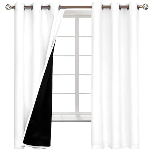 BGment White Blackout Curtains 63 Inch Long - Black Out Curtains for Bedroom Thermal Insulated Curtains for Winter Grommet Total Room Darkening Window Drapes, 2 Panels, 42 x 63 Inch thumbnail 8