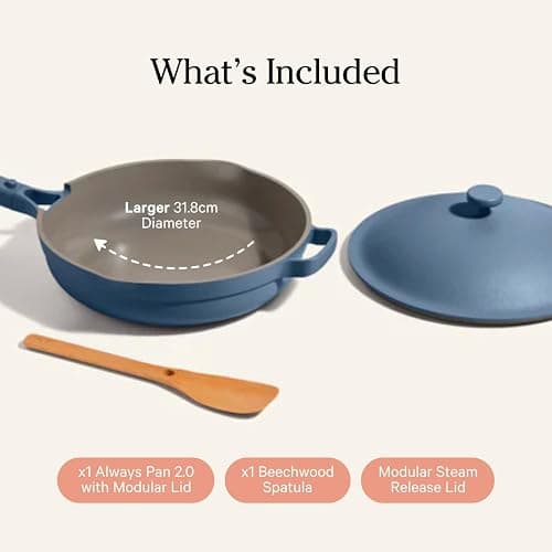 Our Place Large Always Pan 2.0-12.5” (4 Qt) Nonstick, Toxin-Free Ceramic Cookware | Patented 10-in-1 Aluminum Frying & Sauté Pan | Safe for Oven, Induction & All Cooktops up to 450°F | Blue Salt thumbnail 3