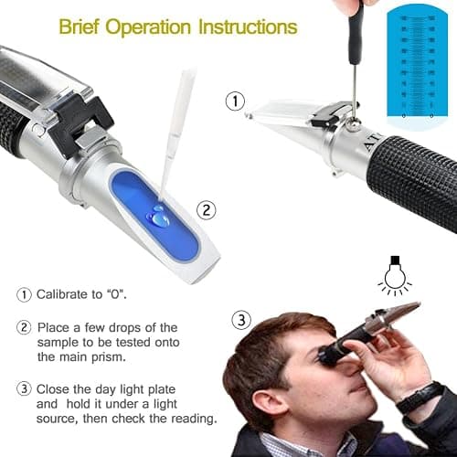 aichose Brix Refractometer with ATC, Dual Scale - Specific Gravity & Brix, Hydrometer in Wine Making and Beer Brewing, Homebrew Kit thumbnail 5
