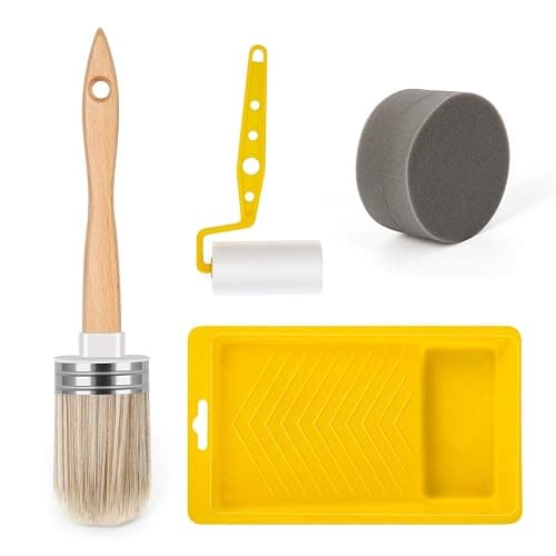 POOVI Tool Trio, Paint Brush, Roller, Sponge, All The Tools You Need to Apply Finish All in One Paint Yellow - Image 1