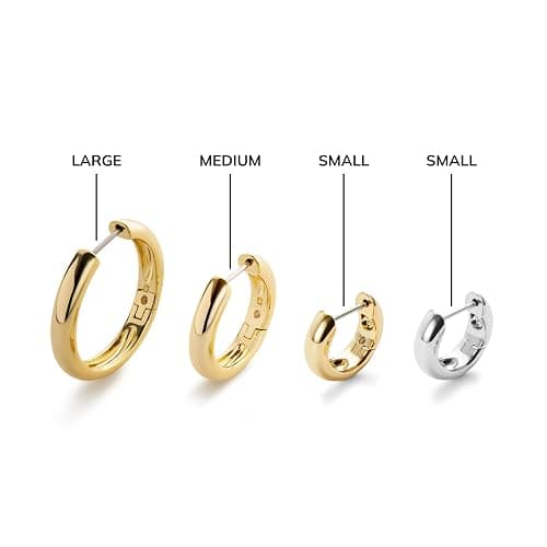 Ana Luisa Giulia Huggie Hoop Earrings for Women - 14K Gold Plated & Silver Rhodium Plated - Hypoallergenic Water-Resistant Tarnish-Free Chunky Earrings - Small, Medium & Large Size - Gifts for Women thumbnail 6