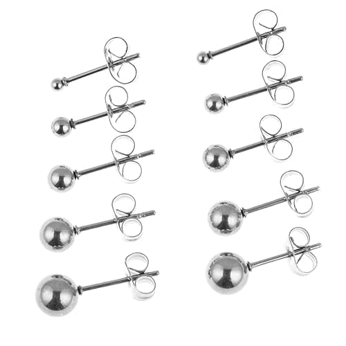 Memsion Stainless Steel Earrings Hypoallergenic Earrings, Ball Stud Silver Stud Earrings Set for Women Men Girls, Nickel Free Earrings - Image 1