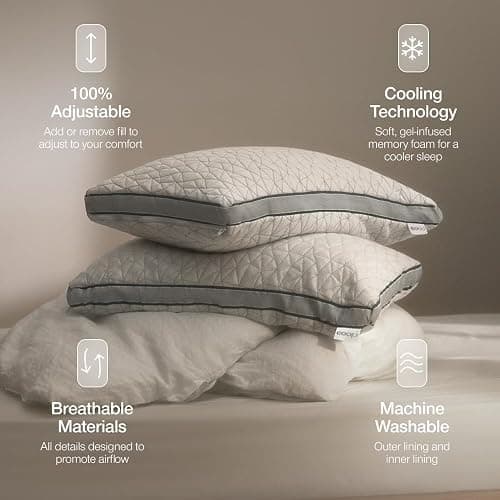 Coop Home Goods Eden Cool Adjustable Pillow, King Size - Adjustable Memory Foam with Gel Infusion - Soft Breathable Lulltra Fabric - Ideal for All Sleepers - Eco-Friendly CertiPUR-US Certified thumbnail 5