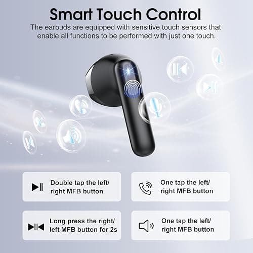Wireless Earbuds, Bluetooth Ear Buds 5.4 Mini HiFi Stereo with 4 ENC Noise Cancelling Mics Wireless Headphones, 40H in Ear Earphones, USB C, IP7 Waterproof Bluetooth Headphones for Sports, Workout thumbnail 5