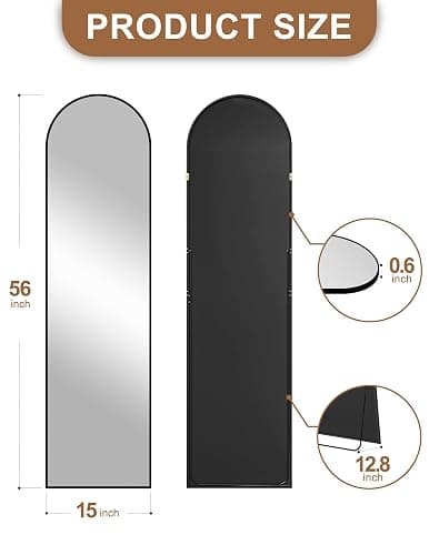 Delma Arched Mirror Full Length,Standing Mirror Full Body,Large Floor with Stand for Wall Entryway Door Bedroom Bathroom Living Room thumbnail 2