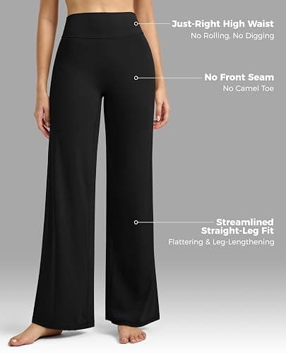 Willit Workout Gym Leggings for Women Straight Leg Bottoms Wide Leg Yoga Pants for Women High Waist Buttery Soft thumbnail 5