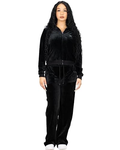 FB County Velour Tracksuit for Women - Soft & Cozy Cotton-Poly, 2-Piece Long Sleeve Velvet Tracksuit Matching Set - Image 1