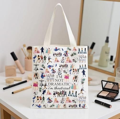 2PCS Broadway Musical Theatre Gift Makeup Bag and Tote Bag I'm Not Dramatic I'm Theatrical Theatre Gift Broadway Fan Cosmetic Bag Zipper Pouch Canvas Tote Bag with Inner Pocket Theatre Fans Gift thumbnail 6