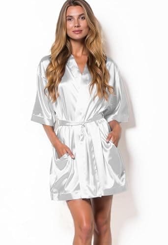 Turquaz Women's Bride Bridesmaids Silky Robe Satin Kimono Robes for Women Lingerie thumbnail 2