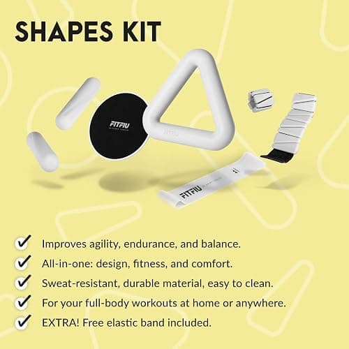 Fitfiu Fitness Pack of 4 Pilates Accessories: 1 Weights 2 Wristbands 2 Dumbbells 2 Dumbbells 2 Sliding Discs 1 Steel Elastic Band in White Silicone thumbnail 6