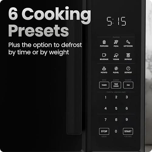 Chefman Countertop Microwave Oven 0.9 Cu. Ft., 900 Watts with 10 Power Levels, 6 Cooking Presets with One-Touch Express Cook, Eco Mode, Child Safety Lock, & Mute Button - Black thumbnail 4