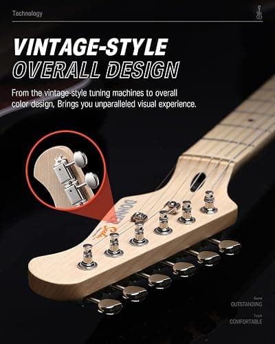 Donner DST-152B Electric Guitar Starter to Intermediate Kit, HSS Coil Split | Amp with Headphone Jack for Silent Practice, 39 Inch Complete Guitarra Electrica Bundle with Online Lesson, Black thumbnail 7