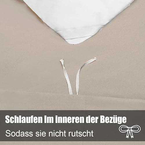 Soifox Bettwäsche 200x220 Beige - aus Mikrofaser Bügelfrei & Knitterfrei Bettbezug 200 x 220 Set mit 80x80 cm Kissenbezug 2er Set Bettwasche mit Reißverschluss thumbnail 4
