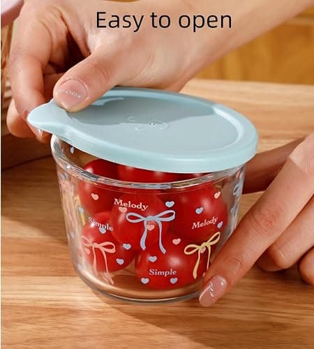yaocoral 4 Pack 9 OZ Small Cute Glass Containers with Lids,Clear Food Jars Airtight Glass Food Container for Fruit,Food Portion,Overnight Oats,Pickles,Dipping Sauce,Snack,Yogurt thumbnail 4