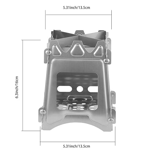 Toguma Small Portable Wood Burning Camping Stove Foldable Backpacking Stove Stainless Steel Camping Stove Outdoor Cooking Stove for Outdoor Hiking Traveling BBQ (Silver) thumbnail 2
