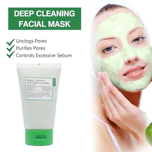 Grüne Tomate Maske, Gesichtsreinigungs-Ton-Maske, Auftragen der Maske, Hydratisieren, Befeuchten, Grüne Tomaten-Ton-Maske, Reinigung der Poren des Gesichts thumbnail 3