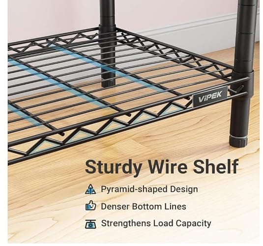 VIPEK X2 Expandable Reach-in Closet Racks Adjustable from 3'3" to 4'8" Portable Open Walk-in Closet Rack System with Flexible Shelves and Hanger Rods Clothing Rack for Hanging Clothes, Black thumbnail 9