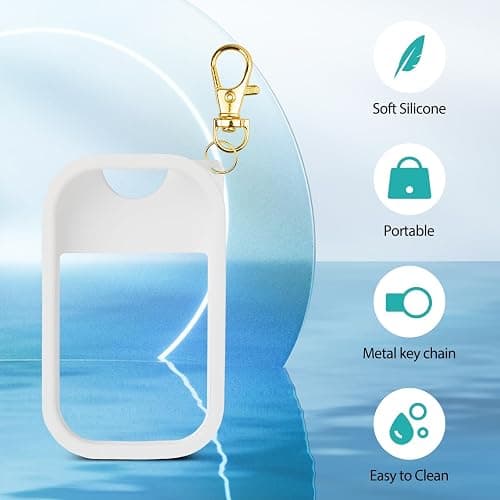 Silicone Case with Bottles Hand Sanitizer Spray Kit,Protective Case with Keychain for Power Mist and Glow Mist 1.5 fl oz, Hand Sanitizer Spray Accessory (White) thumbnail 5