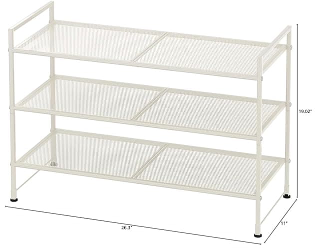 Simple Houseware 3-Tier Stackable Mesh Shoe Rack, White thumbnail 2