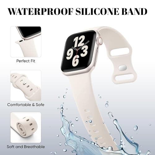Soft Silicone Sport Band Compatible for Apple Watch Bands Women Men, Waterproof iWatch Strap Fits 38mm 40mm 41mm 42mm 44mm 45mm 46mm 49mm Apple Watch Ultra 3/2/1 and Series 11/10/9/8/7/6/5/4/3/SE thumbnail 2
