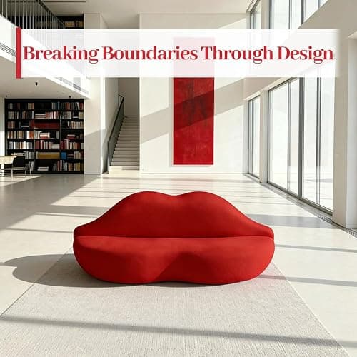 MonicaNest Red Lip Sofa Beauty Salon Clothing Store Rest Area Reception Alien Internet Celebrity Creative Designer Red Internet Celebrity Couch Architect Settee thumbnail 6