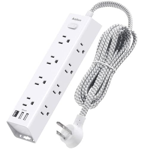Surge Protector Power Strip - 10 FT Extension Cord, Power Strip with 12 Widely AC Outlet 3 USB, Flat Plug, Wall Mount Overload Protection, 1050J, Desk Charging Station for Home Office, ETL Listed thumbnail 8