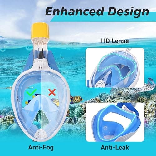 Snorkel Mask Full Face Snorkeling Gear with Anti-Fog and Leakproof Set for Adult and Kids thumbnail 3