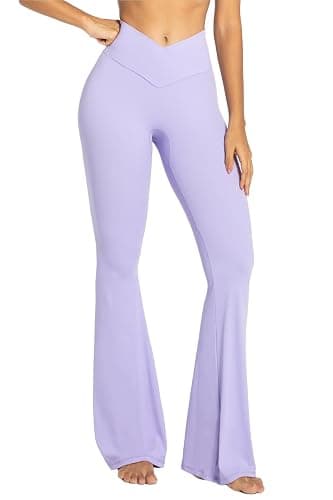 Sunzel Womens Flare Leggings No Front Seam Flare Yoga Pants with Tummy Control Crossover High Waist - 28" / 30" / 32" / 34" thumbnail 2