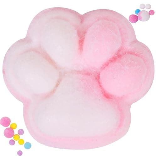 1pcs Rainbow Pink Big 5in Squishy Cat Paw Squeeze Toys,Cute Kawaii Squishies,Fur Ball,Jelly Kitty Paw Squishy Funny for Adults Kids - Image 1