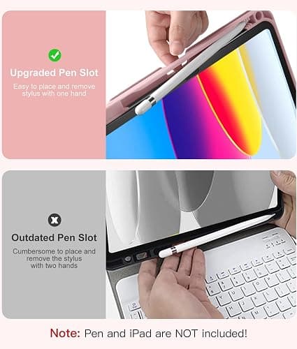 Hamile for iPad 11th 10th Generation Case with Keyboard - 7 Colors Backlit Wireless Detachable Folio Keyboard Cover with Pencil Holder for iPad 11-inch A16 2025 10th Gen 10.9 Inch 2022 (Light Pink) thumbnail 6