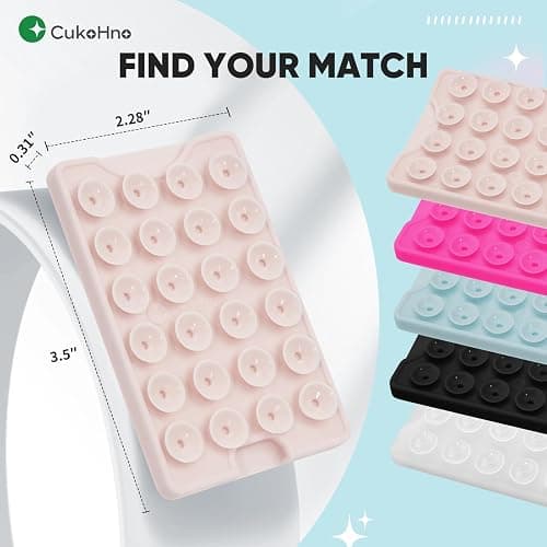 CukoHno Classic - Suction Phone Card Holder Adhesive Mount,Up to 3 Cards,Hands-Free,Strong Grip Holder for Selfies and Videos,2.28″x 3.5″,Chalk Pink thumbnail 2
