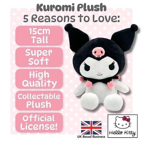Official Hello Kitty Plush - 15CM Sitting Kuromi, Perfect for Collectors and Hello Kitty Fans, Sanrio Gifts, Plushie, Kuromi thumbnail 2