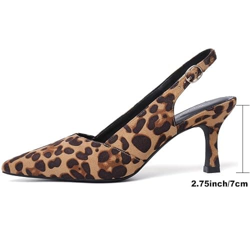 Mostrin Kitten Heels for Women Slingback Pointed Closed Toe Heels Women's Pumps Shoes for Wedding, Party, Commuting thumbnail 4