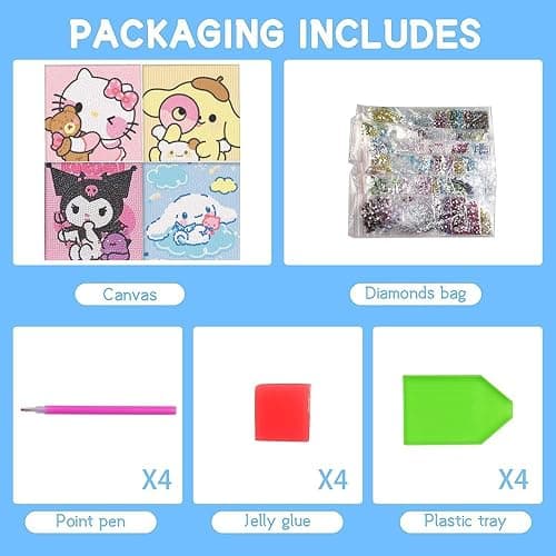 PERFECTSIGHT Cute 5D Diamond Art Kits, Kawaii DIY Painting Art for Adults Teen, 4 Pack Diamond Arts and Crafts Sets, Big Gem Full Drill Diamond Dots for Women (SLO) thumbnail 6