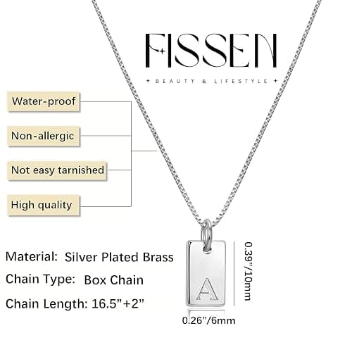 Initial Necklaces for Women Silver Plated Letter Necklace Dainty Silver Name Necklace Personalized Initial Tag Pendant Necklaces for Women Trendy Silver Jewelry thumbnail 5