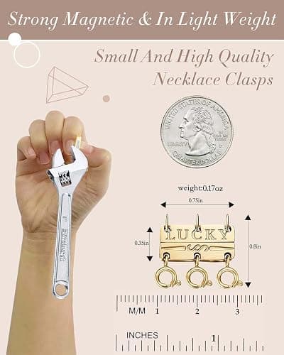 OHINGLT Lucky Necklace Layering Clasps Separator for Stackable,14K Gold and Silver Plated Multiple Necklace Clasps for Women thumbnail 3