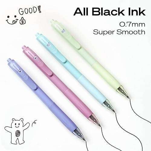 WRITECH Gel Pens Fine Point: Retractable Black Ink Pen Smooth Writing 8ct 0.7mm Medium Point Tip for Journaling Note Taking No Bleed & Smear & Smudge Vivid Color Barrel Silent Click Peekaboo Set thumbnail 5