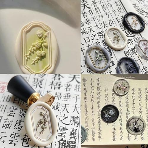 6pcs Flower Wax Seal Stamp Set with Removable Wooden Handle - Floral Wax Stamp Kit for Wedding, Birthday Party, Envelopes, Invitations, Gift Packing & Decoration thumbnail 7