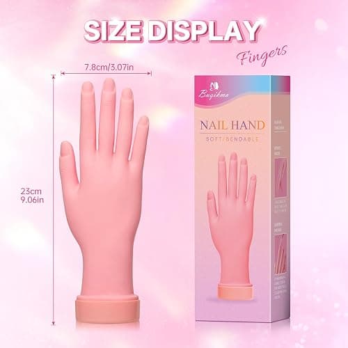 Buqikma Flexible Practice Nail Fake Silicone Hand Model for Acrylic Nails | Mannequin Hand for Nails, Fake Manicure Hand Manikin hand to practice nails on for Nail Practicing nail Tip art beginner thumbnail 2
