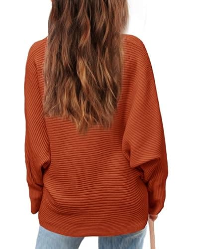Mafulus Girl's Oversized Crewneck Fall Sweaters Kids Batwing Long Sleeve Slouchy Chunky Cute Pullover Jumper Shirts 5-14T thumbnail 2