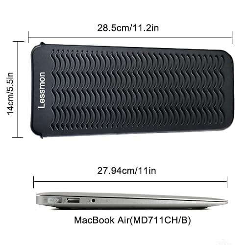 Lessmon Heat Resistant Mat Pouch for Styling Tools, 28.5x14cm, Black | Fits Curling Irons & Flat Irons, Heat-Resistant Material, Protects Tools from Dust & Scratches, Compact for Travel thumbnail 5